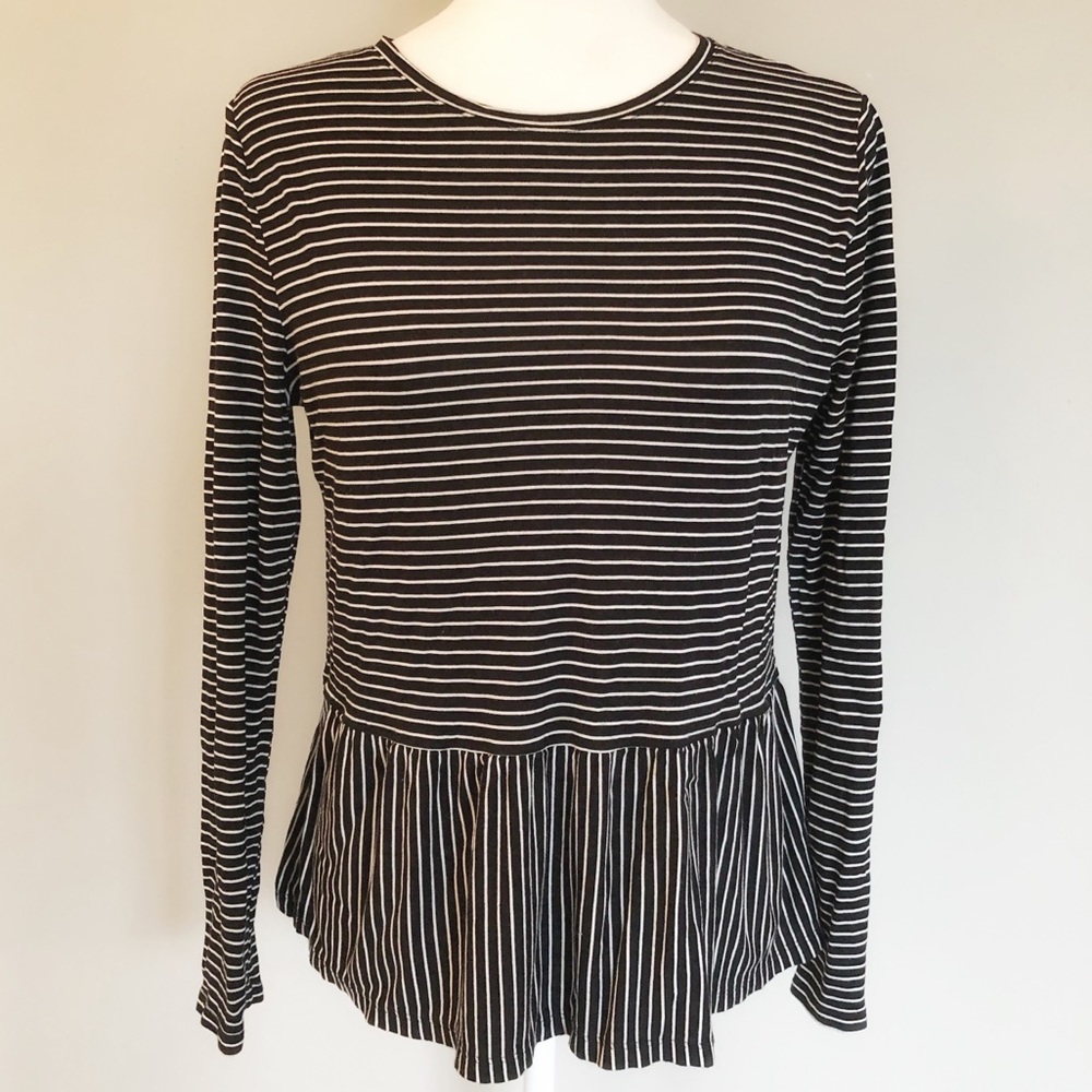 Old Navy | Peplum Striped Long Sleeve Top